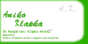 aniko klapka business card